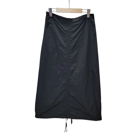 Bryn Walker Cleo Memory Crunch Flat Front Ruched Skirt Sleek Black Midi Womens S - Picture 8 of 17